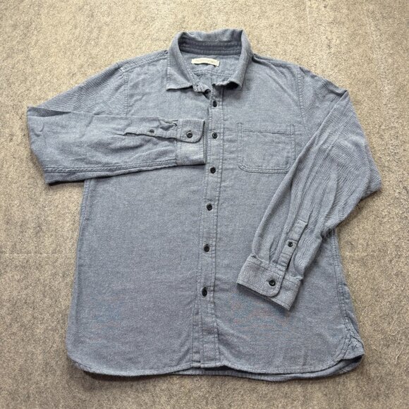 Outerknown Chambray Shirt Men M Blue Long Sleeve Utility Pocket Button Up - Picture 2 of 14